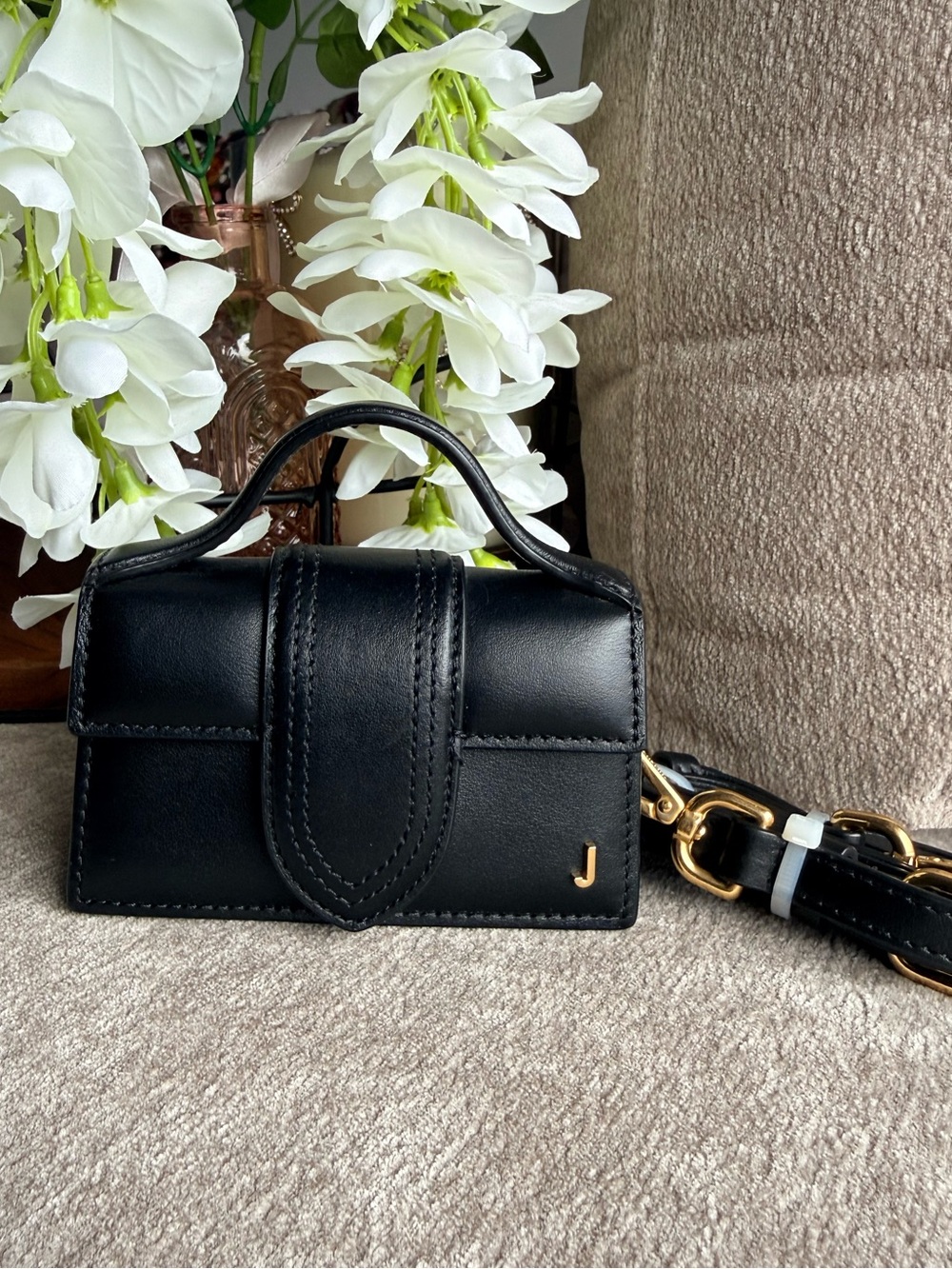 Jacquemus Le Petit Black Leather Mini Top-Handle Crossbody Bag